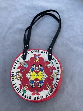 Disney Red Snow White Round Shoulder Bag with Black Straps